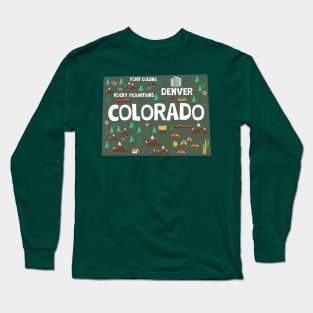 Colorado illustrated map Long Sleeve T-Shirt